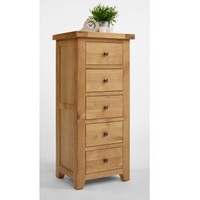 Devon Oak 5 Drawer Wellington