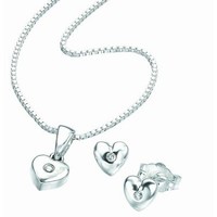 Diamond Heart Pendant on Chain Earings