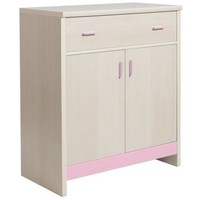 Fanfair Kids 1 Drawer 2 Door Cupboard Beech/Pink