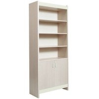 Fanfair Kids Tall Wide 2 Door Bookcase-Beech/Cream