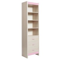 Fanfair Tall Narrow 3 Drawer Bookcase Beech/Pink