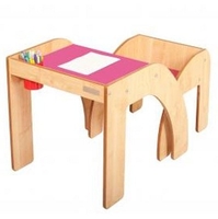 FunStation Solo Toddler Table/Chair Set-Maple/Pink