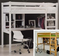 High Bed Set with Desk and Shelves