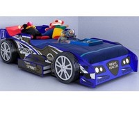 Kids Blue Night Racer Bed And Blue Mattress