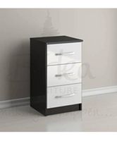 Lynx Black and White Three Drawer Bedside