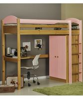 Maximus Highsleeper,  Desk & Wardrobe Pink