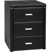 Prado 3 Drawer Bedside Chest in Black PVC