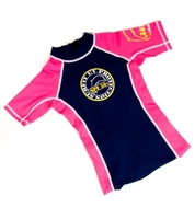 Quick Dry Pink & Navy Shorty Sleeve Top