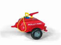Red water tanker with spray nozzle
