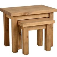 Tortilla Nest of 2 Tables in Distressed Waxed Pine