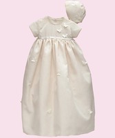 White Butterfly Christening Dress & Bonnet