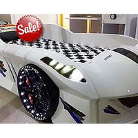 White Racing Car Bed with Lights