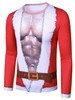 Christmas Santa Chest Suit Print Slim Crew Neck T Shirt