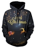 Merry Christmas Santa Elk Snowflake Print Casual Hoodie