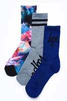 Hype 3 Pack Clouds Crew Multi Socks Size 7-11