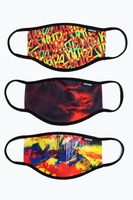 HYPE 3X ADULT MIX GRAFFITI SPRAY FACE MASK SET