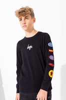 Hype American Oil Kids Long Sleeve Black T-Shirt Size 9-10