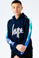 HYPE AQUA DRIPS REPEAT LOGO PANEL KIDS PULLOVER HOODIE