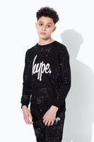 Hype Black Aop Speckle Kids Crew Neck Size 9-10