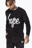 Hype Black Aop Speckle Mens Crew Neck Size Medium