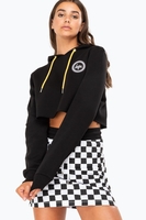 Hype Black Checkerboard Womens Crop Hoodie Size 8