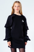 HYPE BLACK FRILL DETAIL KIDS SWEAT DRESS