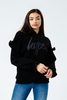 HYPE BLACK GLITTER FRILL KIDS PULLOVER HOODIE