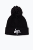 Hype Black Knit Ribbed Bobble Beanie