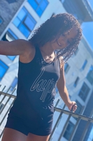 Hype Black Outline Script Kids Playsuit Size 3/4Y