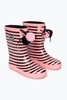 Hype Black Pink Stripe Kids Wellies Size 3/4