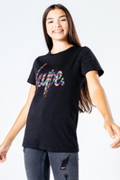 HYPE BLACK RAINBOW SEQUIN SCRIPT KIDS T-SHIRT