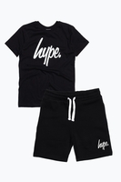 Hype Black Script Kids T-Shirt & Shorts Set Size 3/4Y