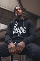 Hype Black Script Mens Pullover Hoodie Size X-Small
