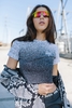 Hype Black Speckle Fade Womens Crop T-Shirt Size 10