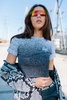 Hype Black Speckle Fade Womens Crop T-Shirt Size 8