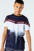 Hype Black White Drip Taped Kids T-Shirt Size 14Y