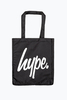 HYPE BLACK WHITE SCRIPT TOTE BAG