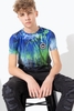 Hype Blue Green Graffiti Drips Kids T-Shirt Size 13