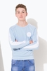 Hype Blue Side Stripe Crest Kids Crew Neck Size 13