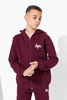 Hype Burgundy Mini Script Kids Zip Hoodie Size 14