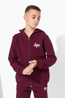 Hype Burgundy Mini Script Kids Zip Hoodie Size 7-8