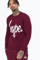 Hype Burgundy Script Mens Crew Neck Size Medium