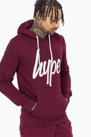 Hype Burgundy Script Mens Pullover Hoodie Size X-Large