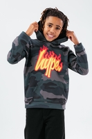 HYPE CAMO FLAME SCRIPT BOYS HOODIE