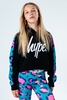 Hype Green Animal Panel Kids Crop Black/multi Pullover Hoodie Size 16Y