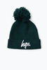Hype Green Knit Ribbed Bobble Beanie