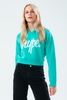 HYPE GREEN LOGO KIDS CROP PULLOVER HOODIE