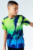 HYPE GREEN TO BLUE PALM FADE KIDS T-SHIRT