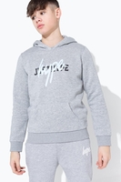 Hype Grey Double Logo Print Kids Pullover Hoodie Size 11/12Y