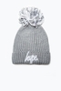 Hype Grey Knit Shimmer Bobble Beanie